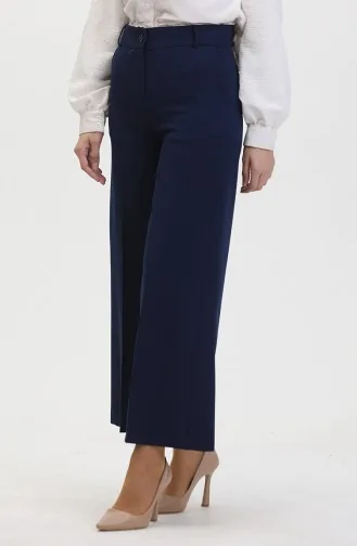 Pantalon Large Boutonné 8015-02 Bleu Marine 8015-02
