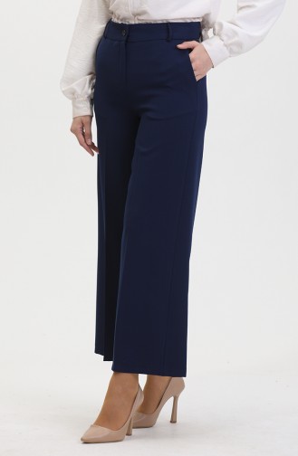 Pantalon Large Boutonné 8015-02 Bleu Marine 8015-02