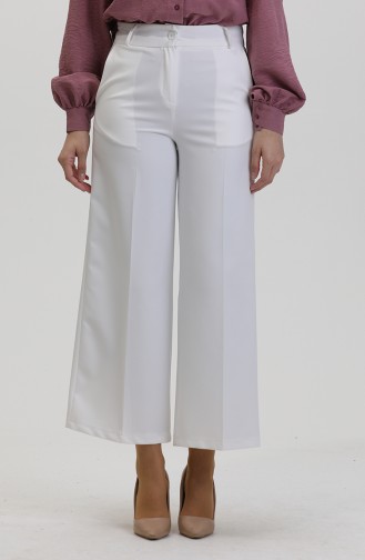 Buttoned wide Leg Trousers 8015-04 white 8015-04