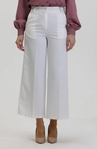 Buttoned wide Leg Trousers 8015-04 white 8015-04