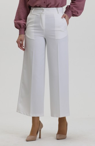Buttoned wide Leg Trousers 8015-04 white 8015-04