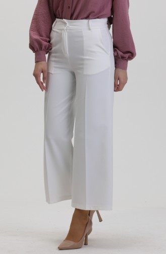 Buttoned wide Leg Trousers 8015-04 white 8015-04