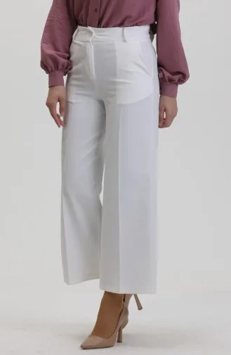 Buttoned wide Leg Trousers 8015-04 white 8015-04