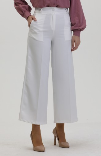 Buttoned wide Leg Trousers 8015-04 white 8015-04
