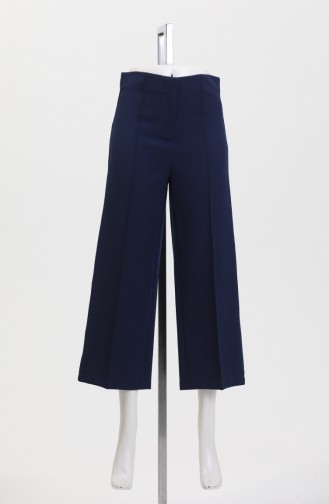Pantalon Large Boutonné 8016-02 Bleu Marine 8016-02