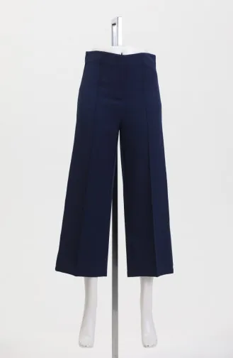 Pantalon Large Boutonné 8016-02 Bleu Marine 8016-02