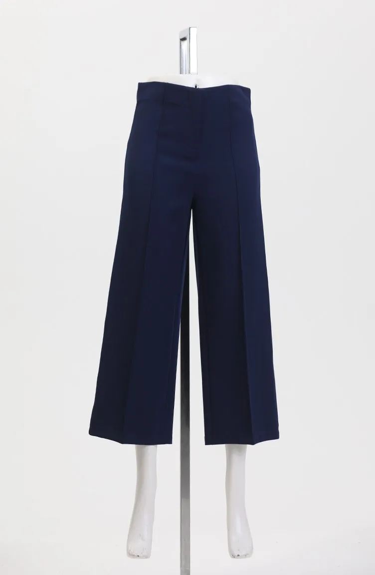 Pantalon Large Boutonné 8016-02 Bleu Marine 8016-02