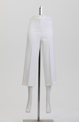 Pantalon Large Boutonné 8016-04 Blanc 8016-04