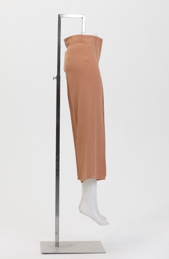 Buttoned Wide Leg Trousers 8016-06 Milky Coffee 8016-06