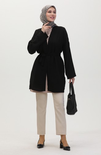 Kuşaklı Kimono 8010-02 Siyah