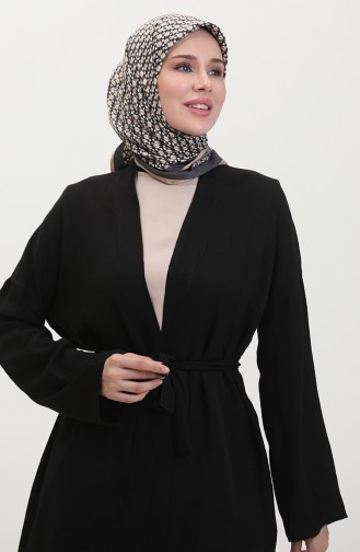 Kuşaklı Kimono 8010-02 Siyah