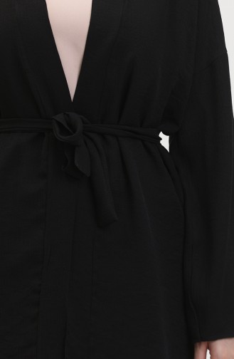 Kuşaklı Kimono 8010-02 Siyah