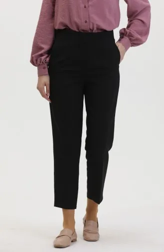 Buttoned Skinny Leg Trousers 8011-01 Black 8011-01