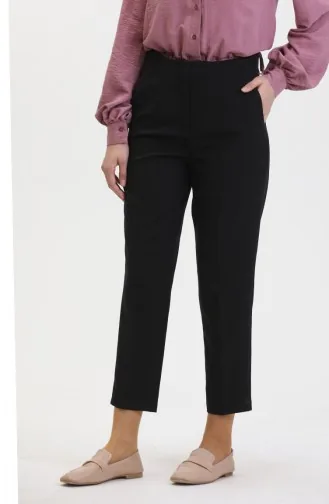 Buttoned Skinny Leg Trousers 8011-01 Black 8011-01