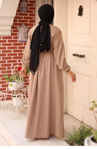 Pucker Detailed Abaya Mink 4421 514