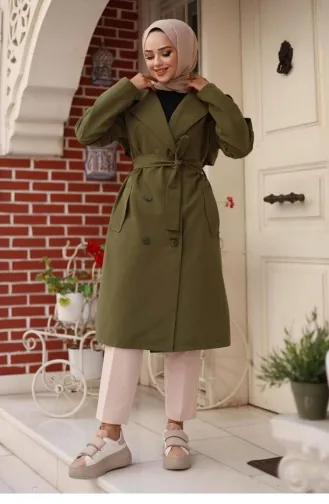 Epaulette Gedetailleerde Trenchcoat Kaki 4432 539
