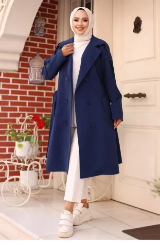 Trenchcoat Mit Epaulettendetail Indigo 4432 540
