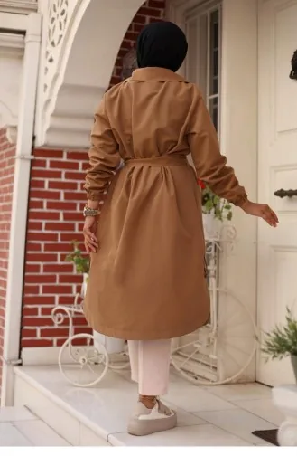 Epauletten-detaillierter Trenchcoat Kamel 4432 541