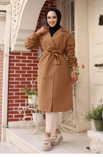 Epauletten-detaillierter Trenchcoat Kamel 4432 541