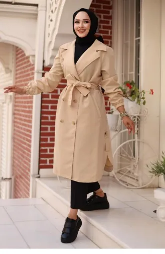 Epaulette Gedetailleerde Trenchcoat Beige 4432 542