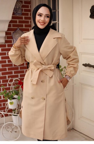 Epaulette Detailed Trench Coat Beige 4432 542