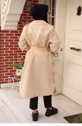 Epaulette Gedetailleerde Trenchcoat Beige 4432 542