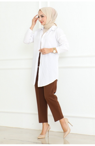 Pantalon Hijab à Lacets 0075-02 Marron 0075-02