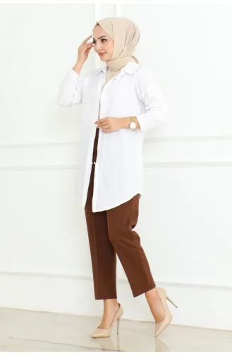 Pantalon Hijab à Lacets 0075-02 Marron 0075-02