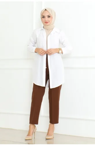 Pantalon Hijab à Lacets 0075-02 Marron 0075-02
