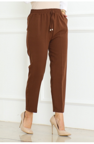 Pantalon Hijab à Lacets 0075-02 Marron 0075-02