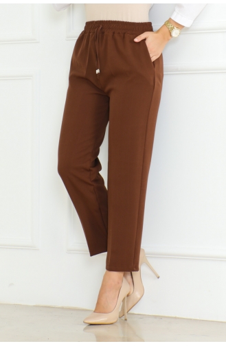 Pantalon Hijab à Lacets 0075-02 Marron 0075-02