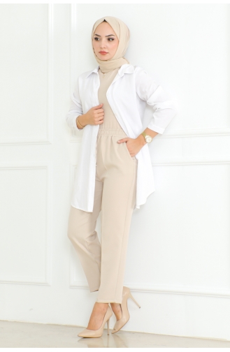 Laced Hijab Trousers 0075-03 Stone 0075-03