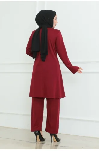 Simple Stylish Double Suit 107-02 Claret Red 107-02