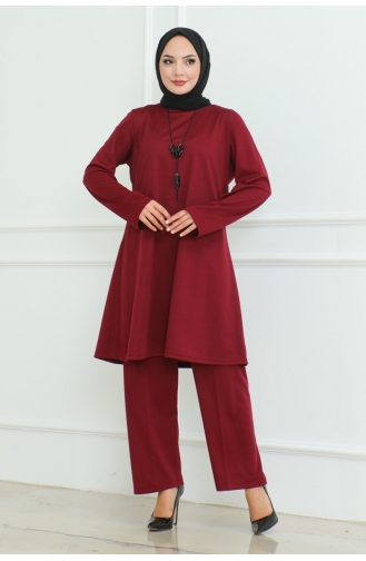 Costume Double Simple Et Élégant 107-02 Rouge Claret 107-02