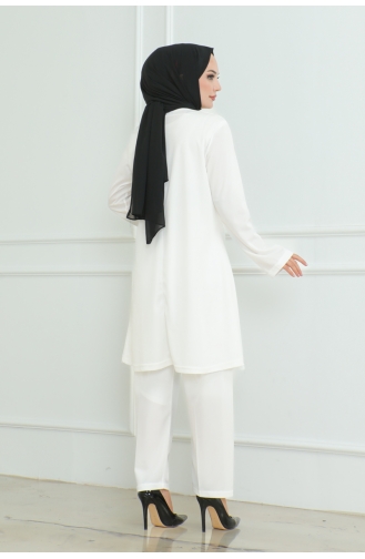 Ensemble Double Simple Et Élégant 107-03 Blanc 107-03
