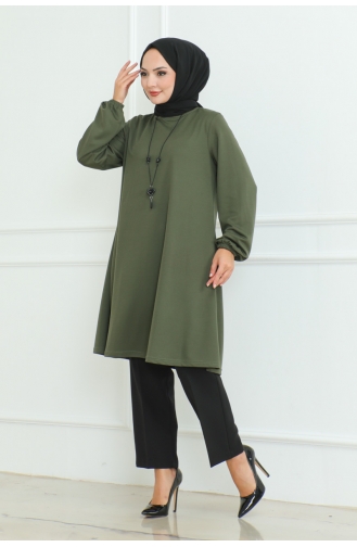 Eenvoudige Stijlvolle Tuniek 601-02 Kaki 601-02