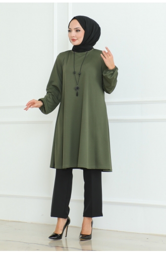 Eenvoudige Stijlvolle Tuniek 601-02 Kaki 601-02
