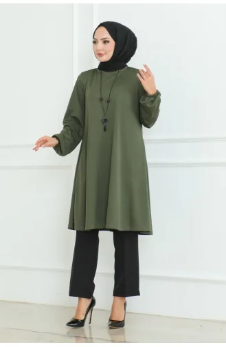 Eenvoudige Stijlvolle Tuniek 601-02 Kaki 601-02
