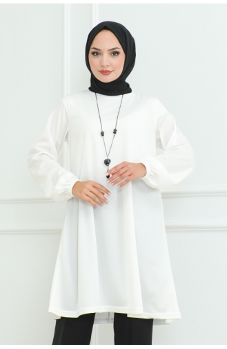 Eenvoudige Stijlvolle Tuniek 601-04 Wit 601-04
