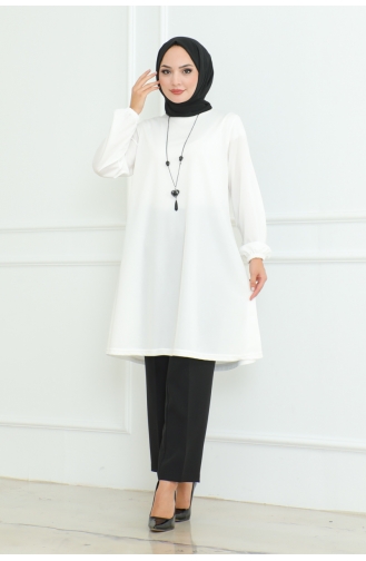 Eenvoudige Stijlvolle Tuniek 601-04 Wit 601-04