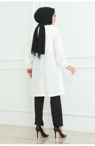 Eenvoudige Stijlvolle Tuniek 601-04 Wit 601-04