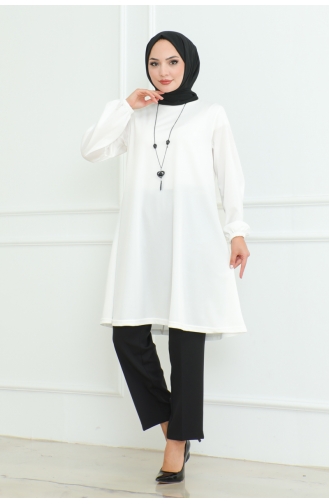 Eenvoudige Stijlvolle Tuniek 601-04 Wit 601-04