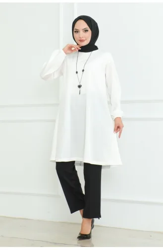 Sade Şık Tunik 601-04 Beyaz
