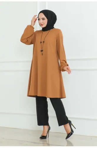 Simple Stylish Tunic 601-05 Tan 601-05