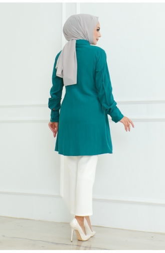 Tunique Chemise à Nouer 9007-01 Vert Emeraude 9007-01