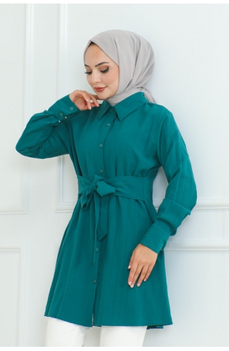 Tunique Chemise à Nouer 9007-01 Vert Emeraude 9007-01