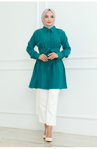 Tunique Chemise à Nouer 9007-01 Vert Emeraude 9007-01
