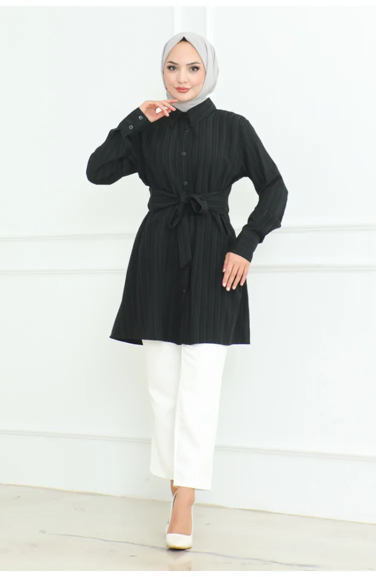Tunique Chemise à Nouer 9007-02 Noir 9007-02