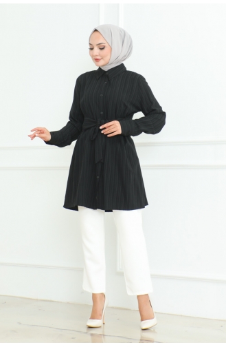 Tie-Up Shirt Tunic 9007-02 Black 9007-02