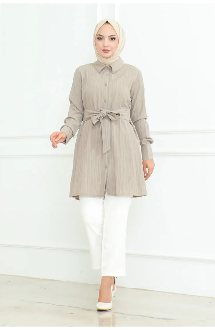 Tie-Up Shirt Tunic 9007-03 Mink 9007-03